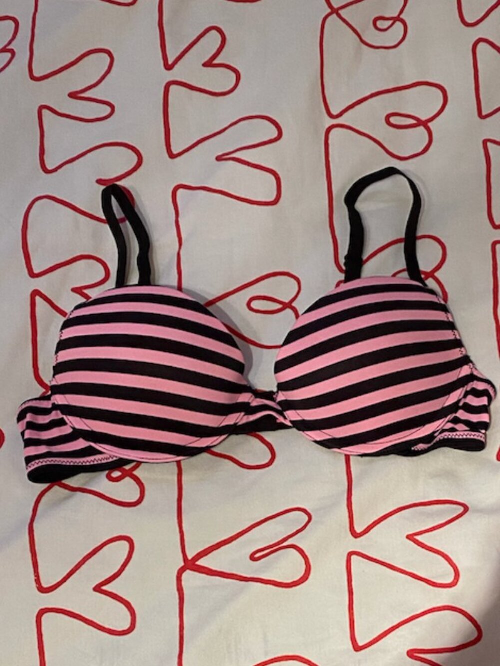 La Senza Remix Pink Black Striped Push Up Bra 34A